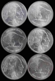 6 BUFFALO ROUNDS .999 FINE SILVER COINS