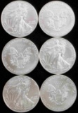 LOT OF 6 AMERICAN EAGLE 1 OZ SILVER COINS