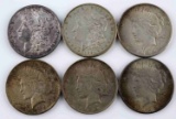 MORGAN AND PEACE SILVER DOLLAR COIN LOT OF 6