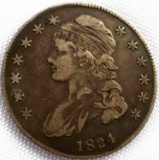 1834 CAPPED BUST HALF DOLLAR F COIN