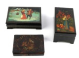 3 ANTIQUE AND VINTAGE LACQUERED EUROPEAN BOXES