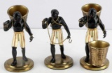 3 BLACKAMOOR NUBIAN MALE FIGURINES W BASKETS