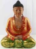 MEDITATING BUDDHA DHYANA MUDRA WOOD STATUE