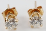 14KT GOLD TCW 0.54 DIAMOND SOLITAIRE EARRING STUDS