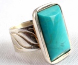 9.08 CARAT SLEEPING BEAUTY TURQUOISE SILVER RING