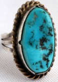 16.7 CARAT TURQUOISE OLD PAWN NAVAJO SILVER RING