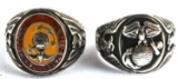 2 WWII USMC EGA MARINE CORP STERLING SILVER RINGS