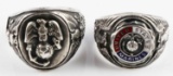 2 WWII STERLING SILVER US MARINE CORPS RINGS