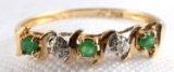 WOMENS 10K GOLD DIAMOND & EMERALD RING SIZE 7.5