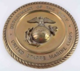 DEPT OF NAVY USMC BRASS WALL PLAQUE W HANGER