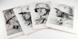 4 WWII THIRD REICH GERMAN ARMY SS SOLDIER PRINTS