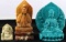 3 NOBLE SITTING BUDDHA FIGURES WITH FIRE WREATH