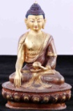 GILT BRONZE BHUMISPARSHA  MUDRA BUDDHA FIGURINE