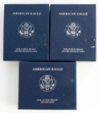 1 OZ AMERICAN EAGLE SILVER PROOF COIN LOT OF 3