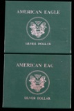 TWO 1996 AMERICAN EAGLE SILVER COINS W COA