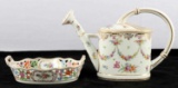 DRESDEN PORCELAIN  RETICULATED FLORAL LOT 2 PIECE
