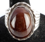 NAVAJO JEWELRY FIRE AGATE STERLING SILVER RING
