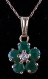 .2 CT EMERALD AND DIAMOND 10K YELLOW GOLD NECKLACE