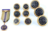 LOT OF FRATERNAL AMERICAN LEGION BUTTONS AND MEDAL