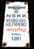 WWII GERMAN THIRD REICH NSKK ENAMELED SIGN