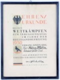 1930 VON HINDENBURG HONOR COMPETITIONS  AWARD