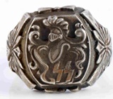 WWII GERMAN THIRD REICH SS KNIGHT RING IN SILVER