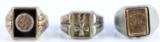 WWII GERMAN THIRD REICH RING LOT OF 3 NSDAP SS
