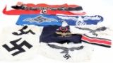 WWII GERMAN REICH LOT OF ARMBANDS & FABRICS