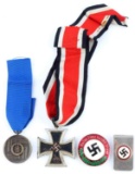 WWII GERMAN REICH LOT OF PINS AND IRON CROSS