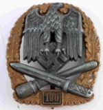 WWII GERMAN REICH 100 GENERAL ASSAULT BADGE