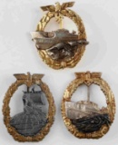 WWII GERMAN REICH 3 NAVAL KRIEGSMARINE BADGES