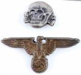 WWII GERMAN REICH SS VISOR PINS TOTENKOPF & EAGLE