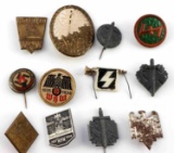 LOT OF 12 ASSORTED WWII GERMAN THIRD REICH TINNIES