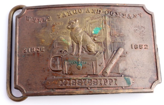 OLD WEST WELLS FARGO & CO MISSISSIPPI BELT BUCKLE