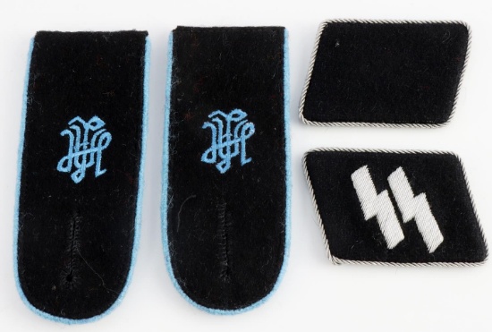 4 WWII GERMAN WAFFEN SS OFFICERS COLLAR TABS BOARD