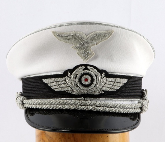 WWII GERMAN LUFTWAFFE OFFICERS WHITE VISOR CAP