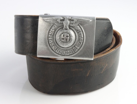WWII GERMAN WAFFEN SS EM BELT AND BUCKLE