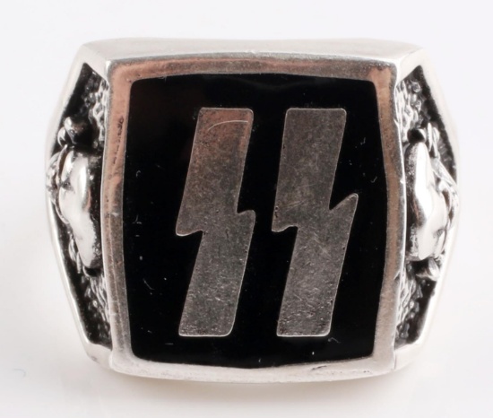 WWII GERMAN REICH SS OFFICER TOTENKOPF SKULL RING