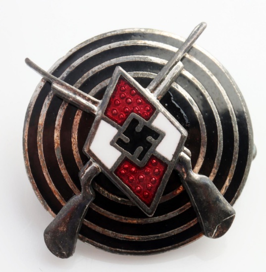 WWII GERMAN HJ SHOOTING MARKSMAN ENAMEL BADGE