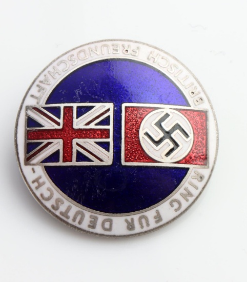 WWII GERMAN BRITISH FREUNSCHAFT BUND BADGE