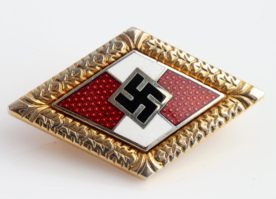 WWII GERMAN HITLER YOUTH HJ GOLDEN BADGE OF HONOR