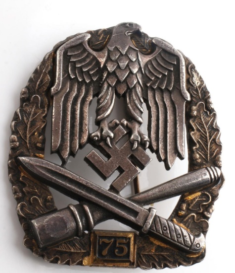 WWII GERMAN THIRD REICH  75 GENERAL ASSAULT BADGE