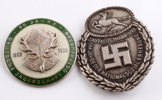 WWII GERMAN REICH JAGERSCHAFT & EHREBUNG BADGES