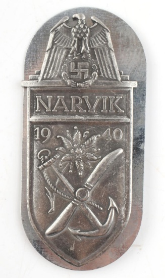 WWII GERMAN THIRD REICH NARVIK SHIELD BADGE