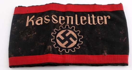 WWII GERMAN DAF KASSENLEITER WORKERS ARMBAND