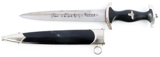 WWII GERMAN WAFFEN SS EM DAGGER WITH SCABBARD