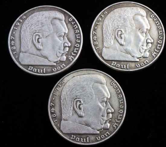3 WWII GERMAN CHANCELLOR HINDENBURG REICHS MARKS