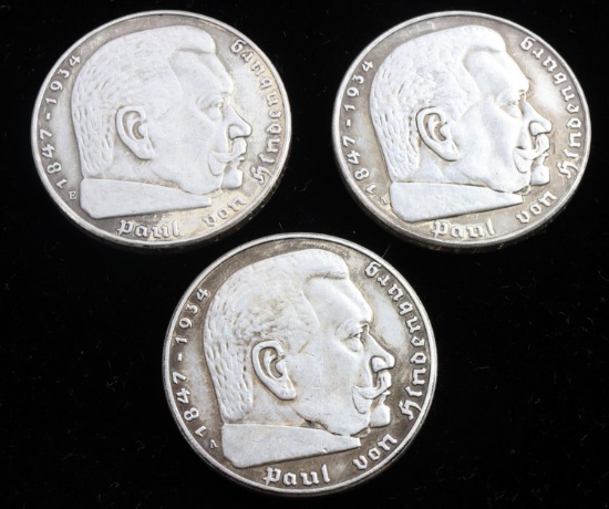 3 WWII GERMAN CHANCELLOR HINDENBURG REICHS MARKS