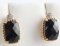 14KT GOLD ONYX AND DIAMOND EARRINGS