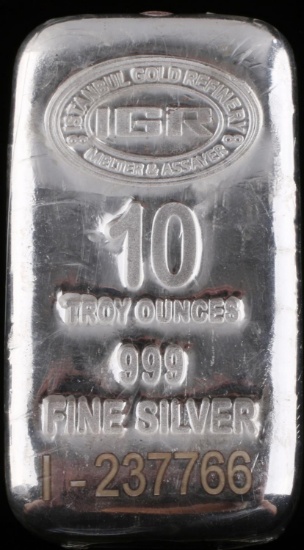 10 OZ .999 FINE SILVER IGR BULLION BAR